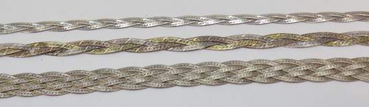 925 Sterling Silver Braided Herringbone Chain Necklaces Lot 43.1g image number 6
