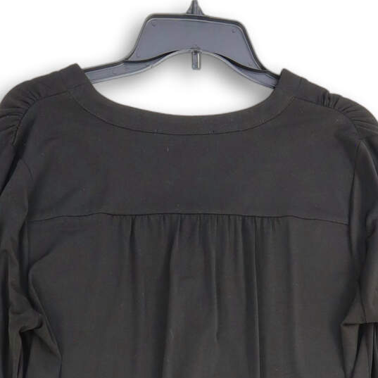 Womens Black Long Sleeve Chain Detail Lace-Up Neck Tunic Blouse Top Size L image number 4