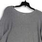 Womens Gray Round Neck Long Sleeve Knitted Side Zip Pullover Sweater XL image number 4