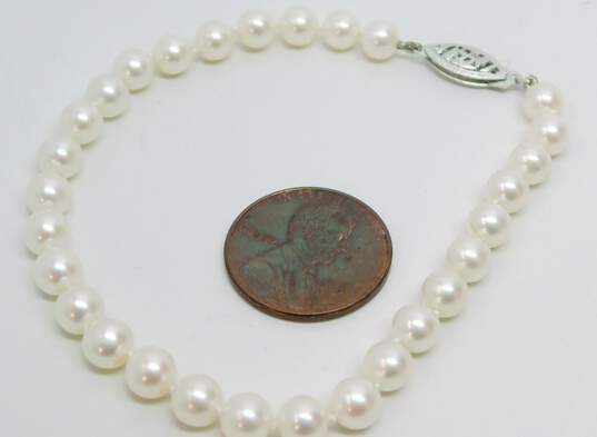 14K White Gold Clasp Pearl Bracelet 6.2g image number 6
