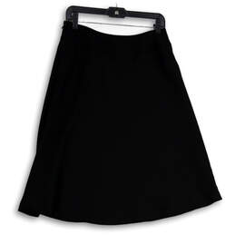 Womens Black Flat Front Side Zip Knee Length A-Line Skirt Size 10P alternative image