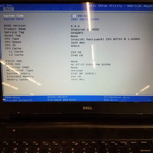 DELL Inspiron 3552 15in Laptop Intel Pentium N3710 CPU 8GB RAM NO HDD image number 8