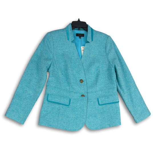 NWT Womens Blue Notch Lapel Single Breasted Two Button Blazer Size 12 image number 1