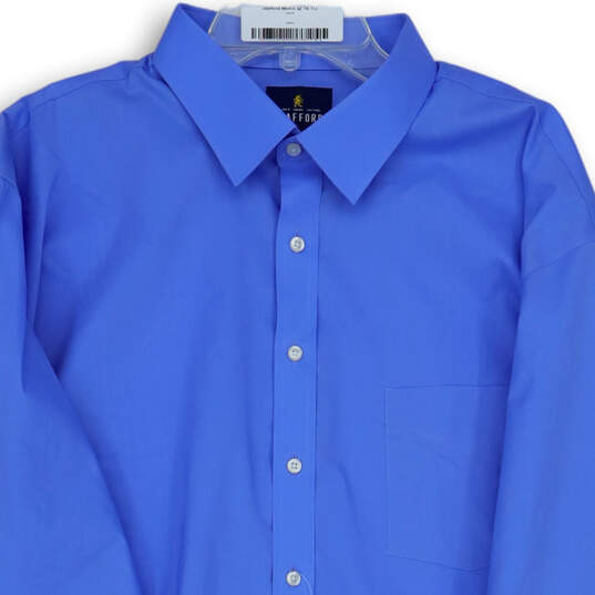 NWT Mens Blue Long Sleeve Pointed Collar Pockets Dress Shirt Size 18 1/2 image number 3