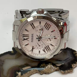 Designer Fossil AM4509 Silver-Tone Chronograph Round Dial Analog Wristwatch