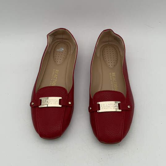 Womens Flash Time Red Leather Round Toe Slip-On Loafer Flats Size 6 image number 4