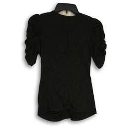White House Black Market Womens Black Ruched Puff Sleeve Blouse Top Size XXS alternative image