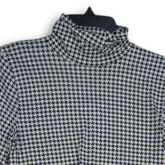 J. Crew Womens Black White Houndstooth Turtleneck Pullover T-Shirt Size XS image number 3