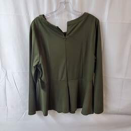 Eloquii Green Cutout Long Sleeve Peplum Blouse Size 18 alternative image