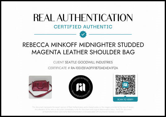 Rebecca Minkoff Midnighter Studded Magenta Leather Shoulder Bag AUTHENTICATED image number 2