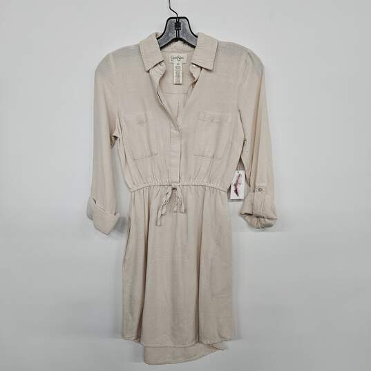 Cream Colored Shirt Dress image number 1