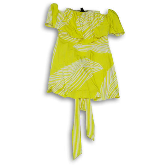 Buy the Womens Yellow White Striped Ruffle Strapless Tie Back Tunic Top ...