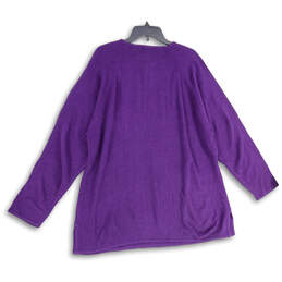 NWT Womens Purple Tight-Knit Long Sleeve Henley Sweater Size 2X alternative image