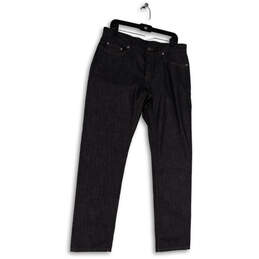 Womens Blue Denim Regular Fit Dark Wash Pockets Straight Leg Jeans Size 35