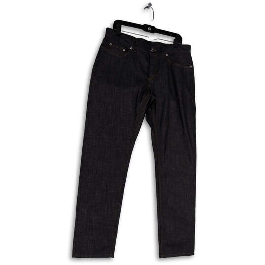 Womens Blue Denim Regular Fit Dark Wash Pockets Straight Leg Jeans Size 35 image number 1
