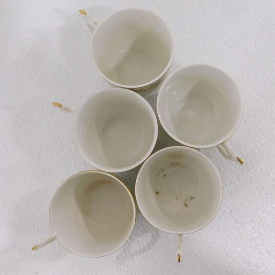 PL Limoges France M. Redon Demitasse Teacups & Saucers Floral Pattern Gold Trim image number 4