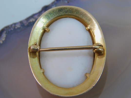 Vintage 10K Yellow Gold Carved Cameo Brooch 3.2g image number 6