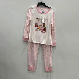 NWT Womens Pink White Snowflakes Christmas Two-Piece Pajama Set Size Medium