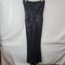 TADASHI Collection Sleeveless Metallic Gray Evening Gown Women's M