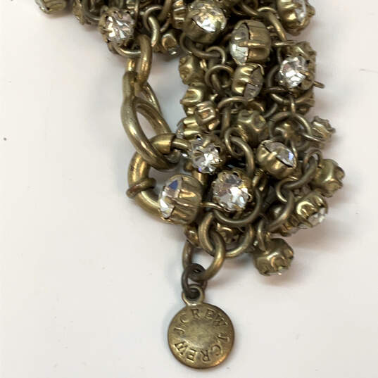 Designer J.Crew Gold-Tone Rhinestone Multi Strand Ring Clasp Chain Bracelet image number 4
