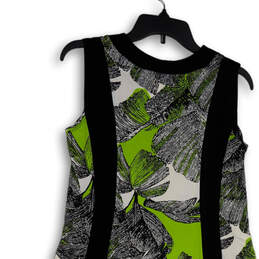 NWT Womens Black Green Floral Sleeveless V-Neck Pullover A-Line Dress Sz S