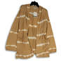 NWT Womens Tan Knitted Tie Dye Pockets Open Front Cardigan Sweater Size M image number 1
