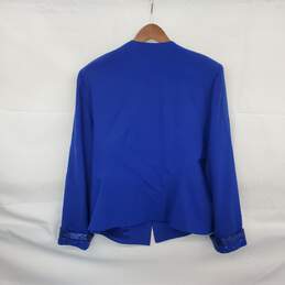 Lillie Rubin/Nolan Miller Vintage Blue Wool Beaded Blazer Jacket WM Size M alternative image