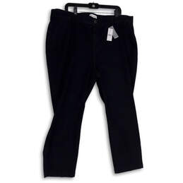 NWT Womens Blue Slash Pocket Flat Front Straight Leg Chino Pants Size 22