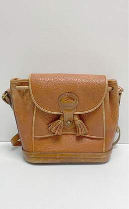 Vintage Dooney & Bourke Brown Leather Drawstring Bucket Shoulder Bag
