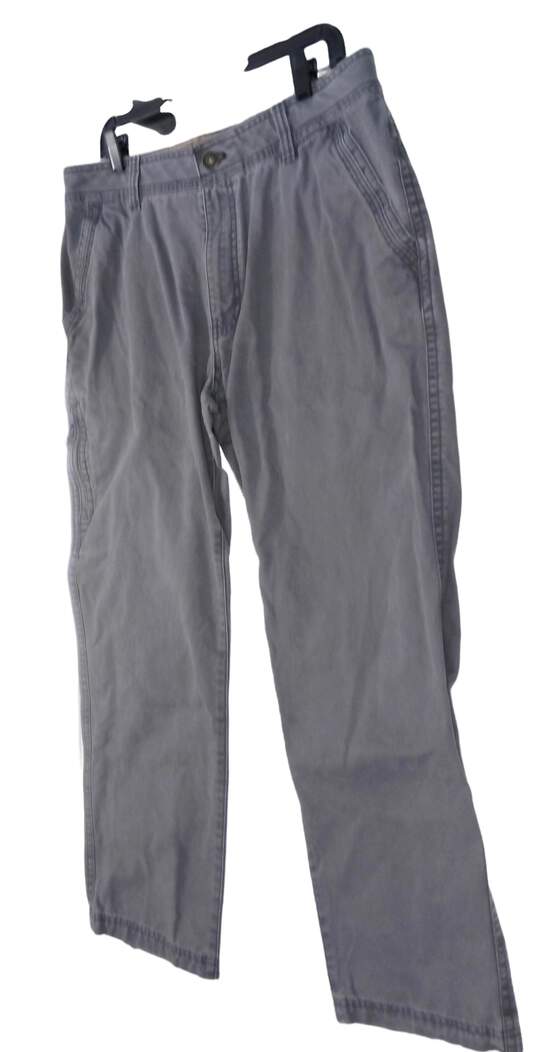 Mens Gray Flat Front Casual Straight Leg Dress Pants Size 36X32 image number 3