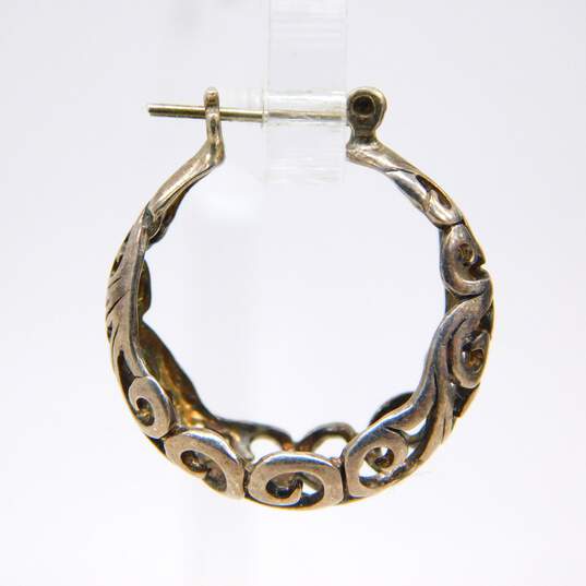 Artisan 925 Open Scrolled Post & Hoop Earrings & Spirals Bypass & Band Rings 17.2g image number 5