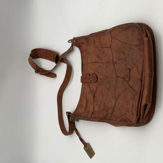 Womens Brown Leather Bag Charm Adjustable Strap Inner Pockets Crossbody Bag image number 2