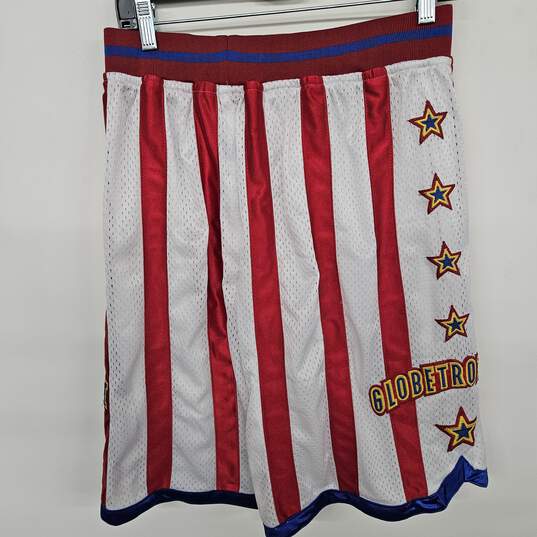 Harlem Globetrotters White And Red Stripped Basketball Shorts image number 2