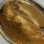 Designer Swarovski Gold-Tone Vintage Retro Signed Seed Pearl Oval Brooch image number 3