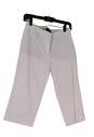 Womens White Flat Front Pockets Straight Leg Cropped Pants Size 4P image number 1