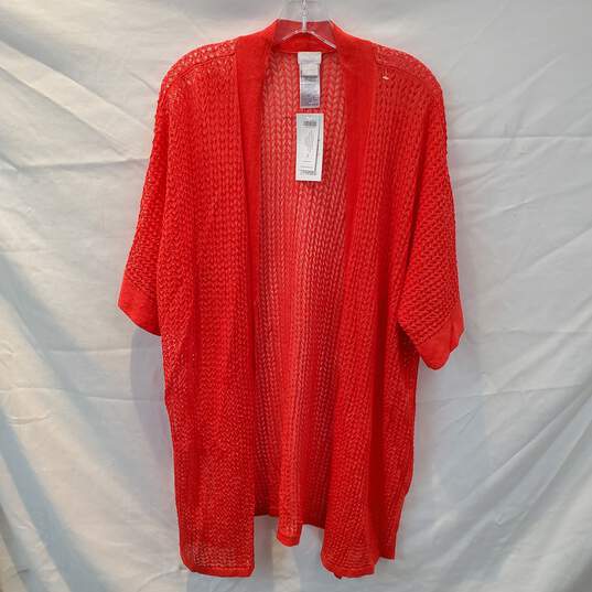 Chico's Red Open Stitch Cardigan Sweater Size 3(US XL) NWT image number 1