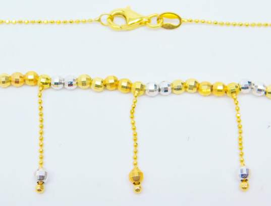 14K Two Tone Yellow & White Gold Beaded Statement Necklace 5.9g image number 3