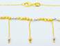 14K Two Tone Yellow & White Gold Beaded Statement Necklace 5.9g image number 3