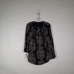 NWT Womens Floral Regular Fit 3/4 Sleeve Round Neck Blouse Top Size 1X