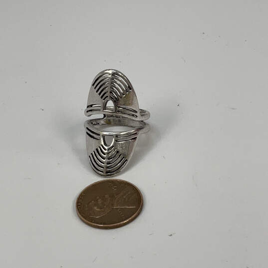 Designer Lucky Brand Silver-Tone Swirl Wide Cuff Stylish Statement Ring image number 2