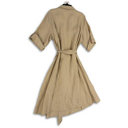 NWT Womens Tan Short Sleeve Collared Belted Button-Front Shirt Dress Sz 20W alternative image