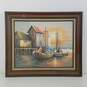 Max Savy- Oil on Canvas - Sunset Harbor Seascape Painting image number 1