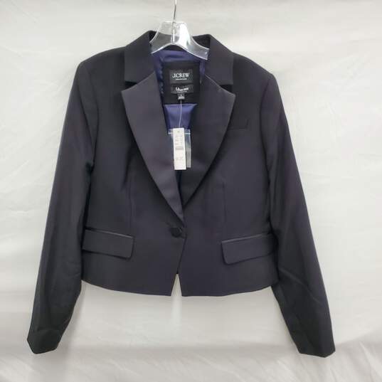 NWT J. Crew Collection Tollegmo WM's Black Cropped Polyester Blazer Size 8 image number 1