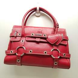 Luella Giselle Leather Buckle Strap Shoulder Bag Red