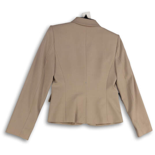Womens Beige Long Sleeve Notch Lapel Single Breasted Two Button Blazer Sz 2 image number 2