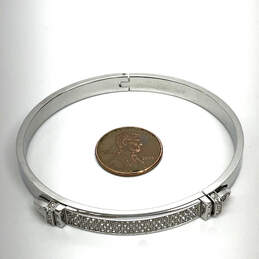 Designer Swarovski Silver-Tone Studded Pave Crystal Hinged Bangle Bracelet alternative image