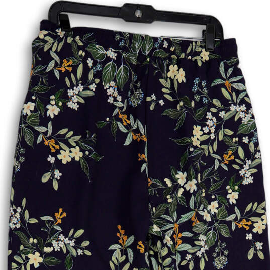 NWT Womens Blue Green Floral Slash Pocket Drawstring Trouser Pants Size L image number 4
