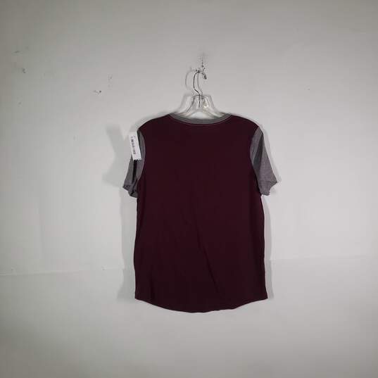 Womens Short Sleeve Chest Pocket Round Neck Pullover T-Shirt Medium image number 2