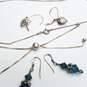 Sterling Silver Crystal Dangle Earring + Necklace + Bracelet Bundle 4 Pcs 13.9g image number 7