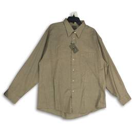 NWT Calvin Klein Mens Beige Pointed Collar Long Sleeve Button-Up Shirt Sz 34/35